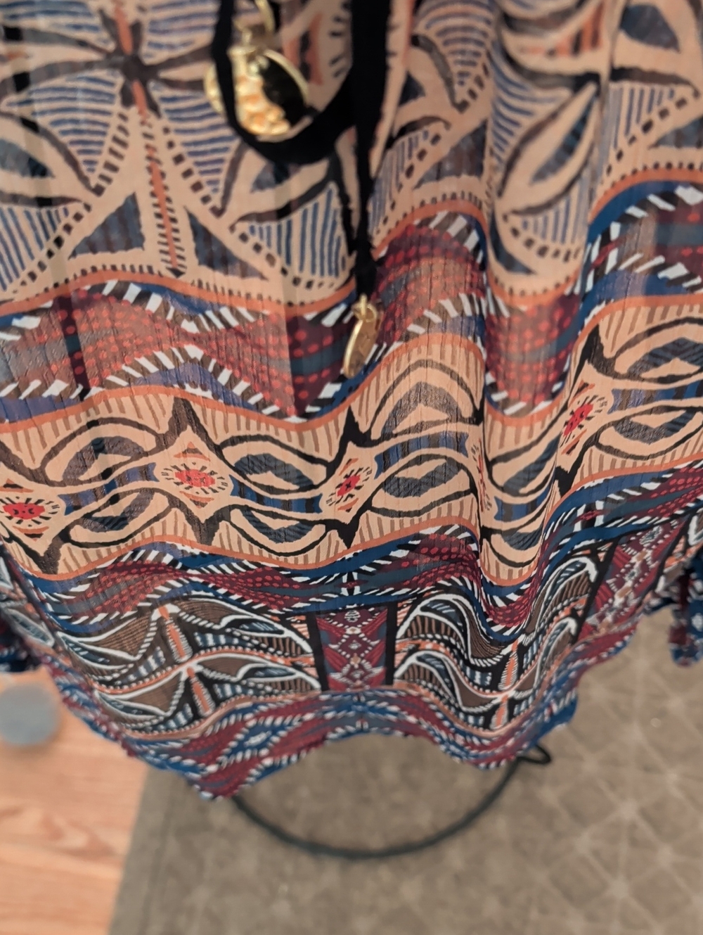 Bohemian Printed Sheer V-Neck Coverup - Picture 3 of 7